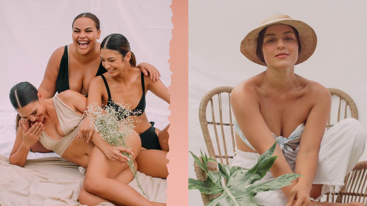 Photos by Megan Tasaki courtesy of Leimakani Swimwear. Left: The Kino Collection.  Right: Founder and CEO Kali'a Wasson.